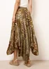 Blue Vanilla Brown Animal Asymmetric Midi Skirt - One Size Image 3