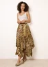 Blue Vanilla Brown Animal Asymmetric Midi Skirt - One Size Image 1