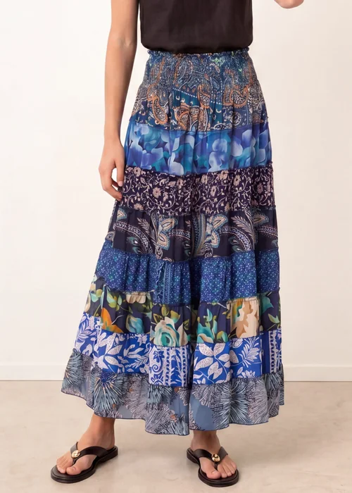 Blue Vanilla Blue Multi Print Shirred Skirt - One Size Image 2
