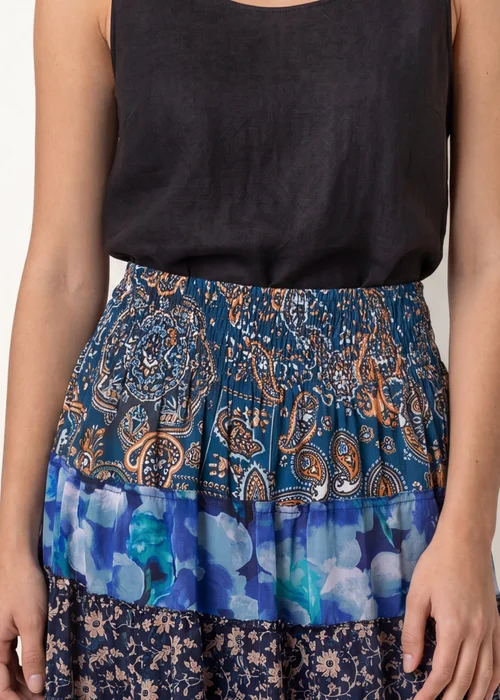 Blue Vanilla Blue Multi Print Shirred Skirt - One Size Image 3