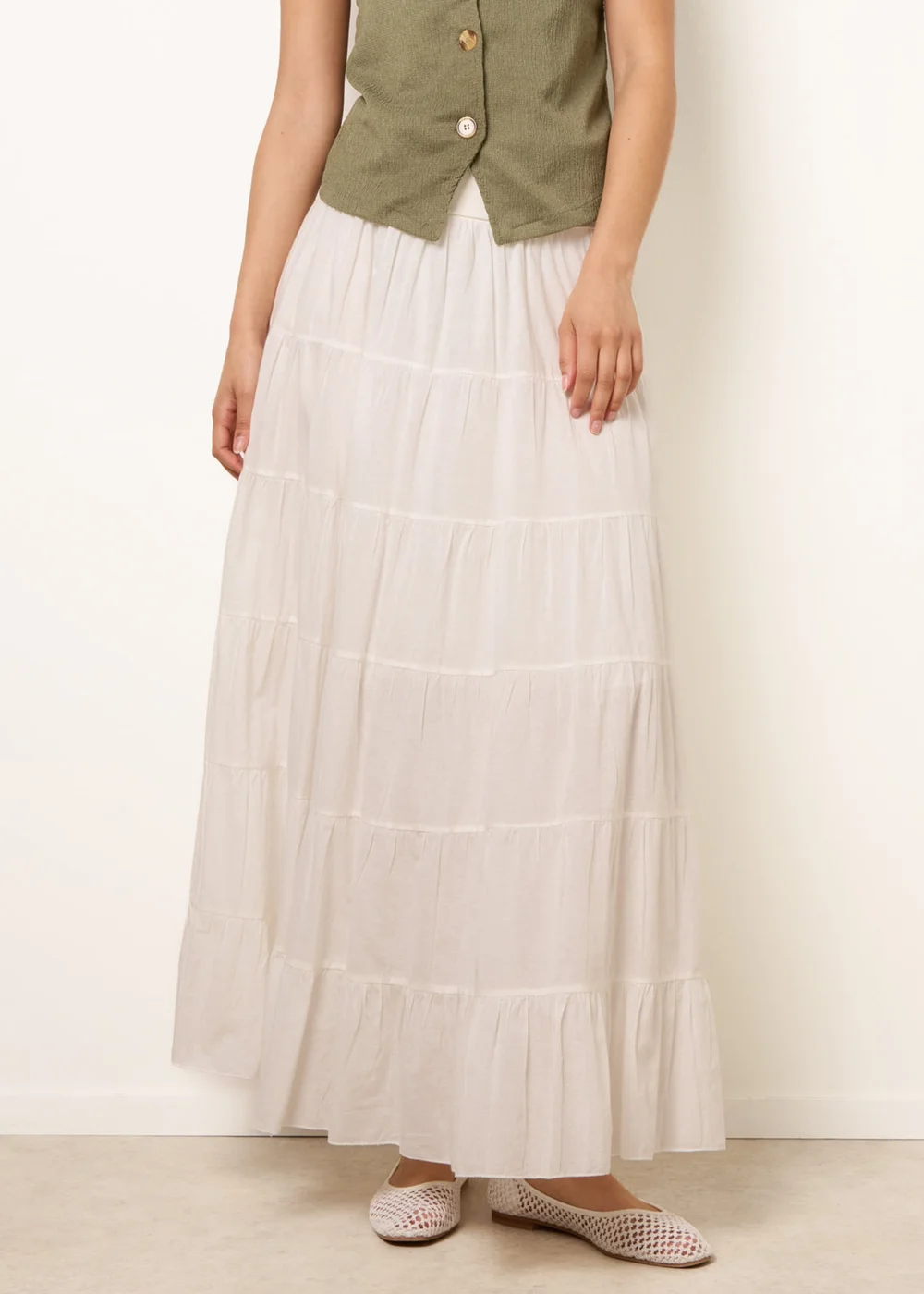 Blue Vanilla Ivory Jersey Band Tiered Skirt - M/L Image 2