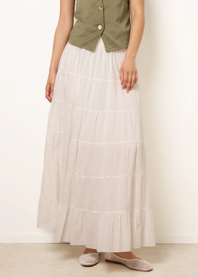 Blue Vanilla Ivory Jersey Band Tiered Skirt