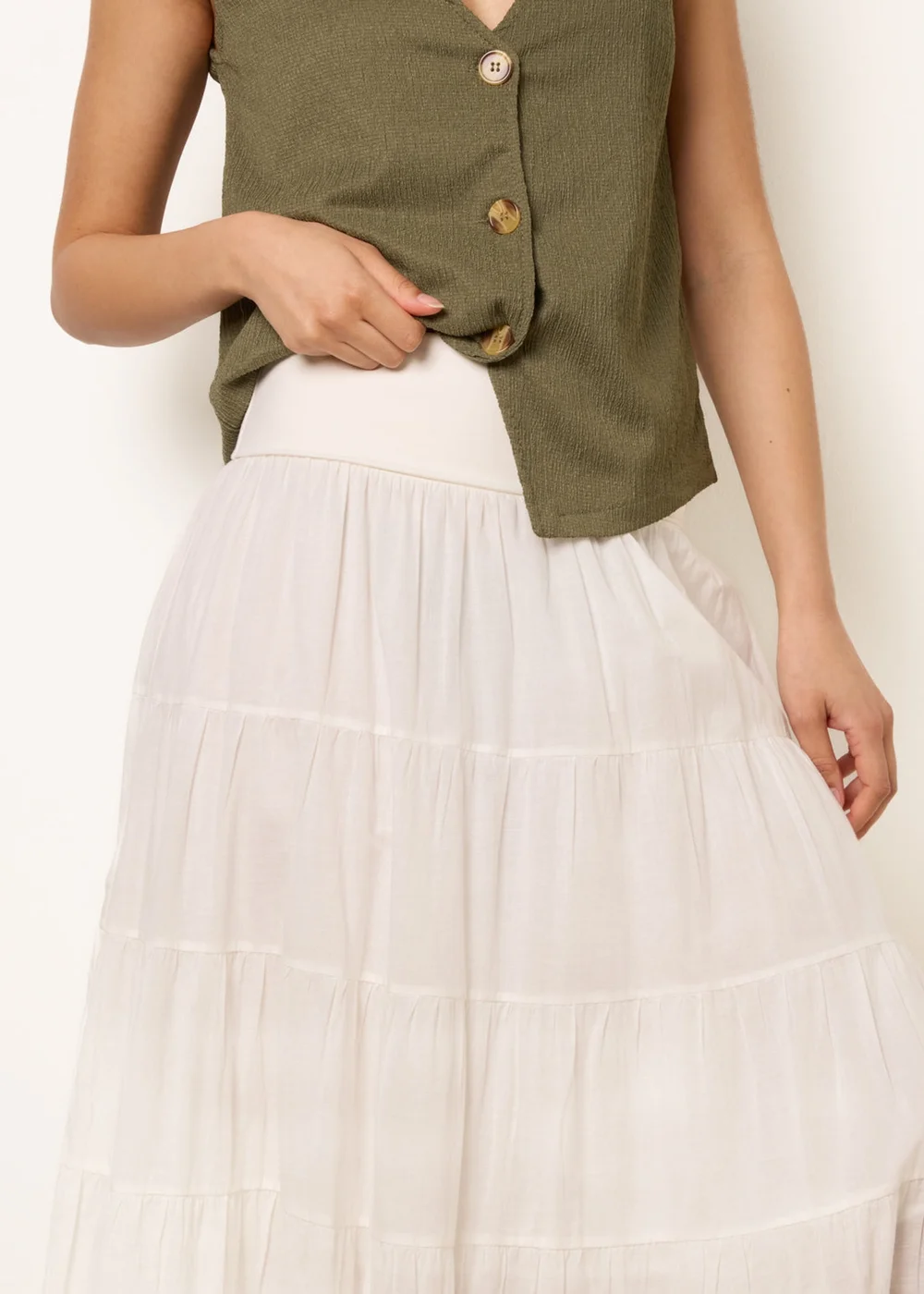 Blue Vanilla Ivory Jersey Band Tiered Skirt - M/L Image 3