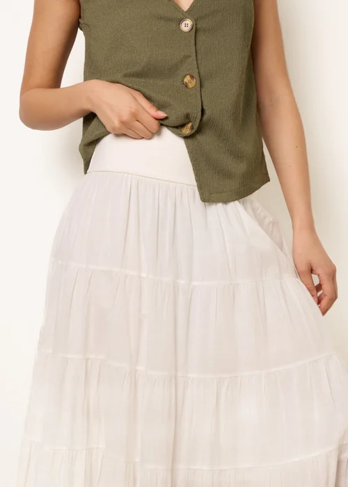 Blue Vanilla Ivory Jersey Band Tiered Skirt - M/L Image 3
