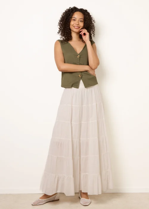 Blue Vanilla Ivory Jersey Band Tiered Skirt - M/L Image 1