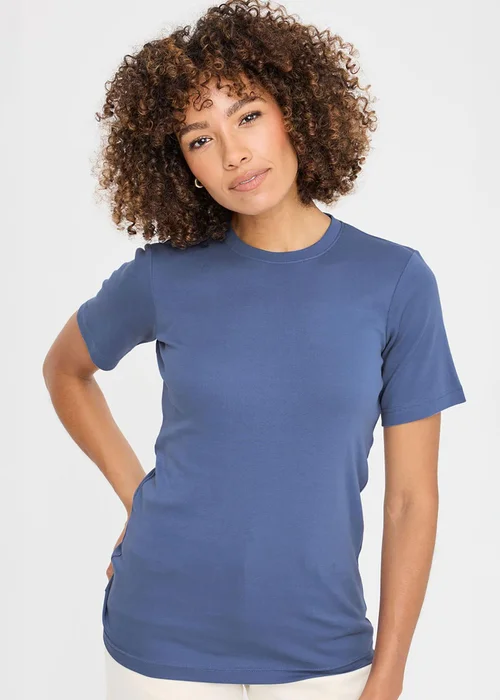 Cotton Traders Storm Blue Short Sleeve Crew Neck Base Layer Top - L Image 2