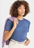 Cotton Traders Storm Blue Short Sleeve Crew Neck Base Layer Top - L Image 1