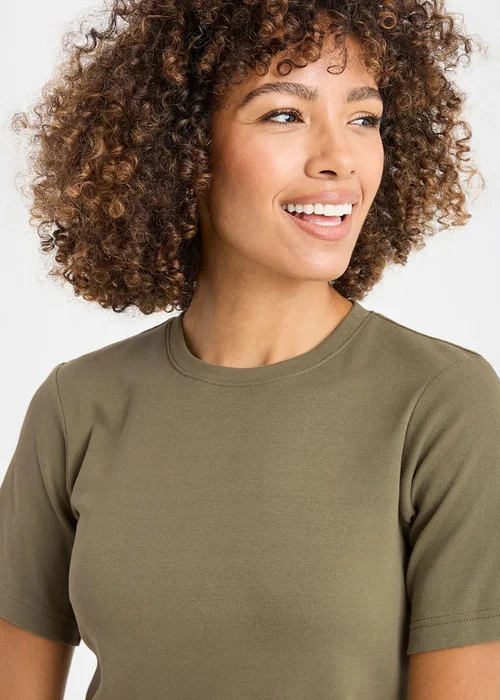 Cotton Traders Khaki Short Sleeve Crew Neck Base Layer Top - 3XL Image 2