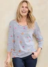 Cotton Traders Ivory Ladies 3/4 Sleeve Scoop Neck Printed Top - 22 Image 1