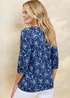 Cotton Traders Navy Ladies 3/4 Sleeve Boat Neck Printed Top - 18 Image 4