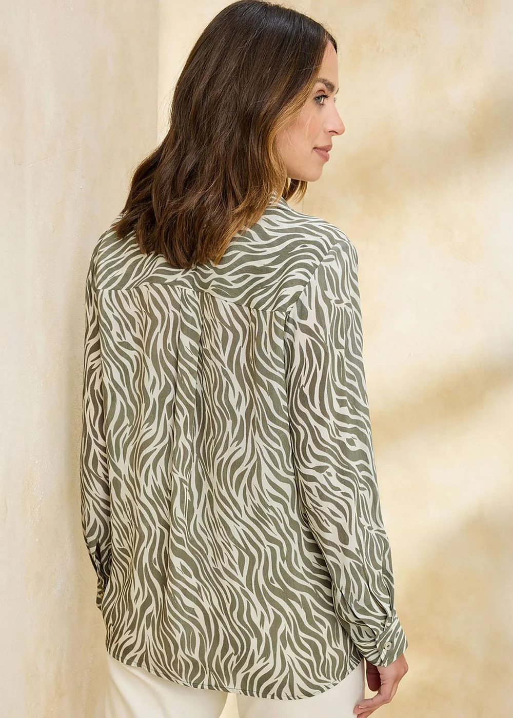Cotton Traders Khaki Longline Popover Blouse - 18 Image 2