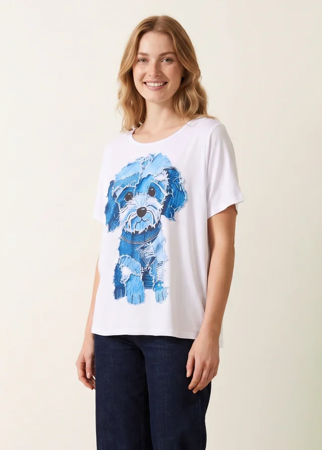 Blue Vanilla White Patchwork Denim Dog Top
