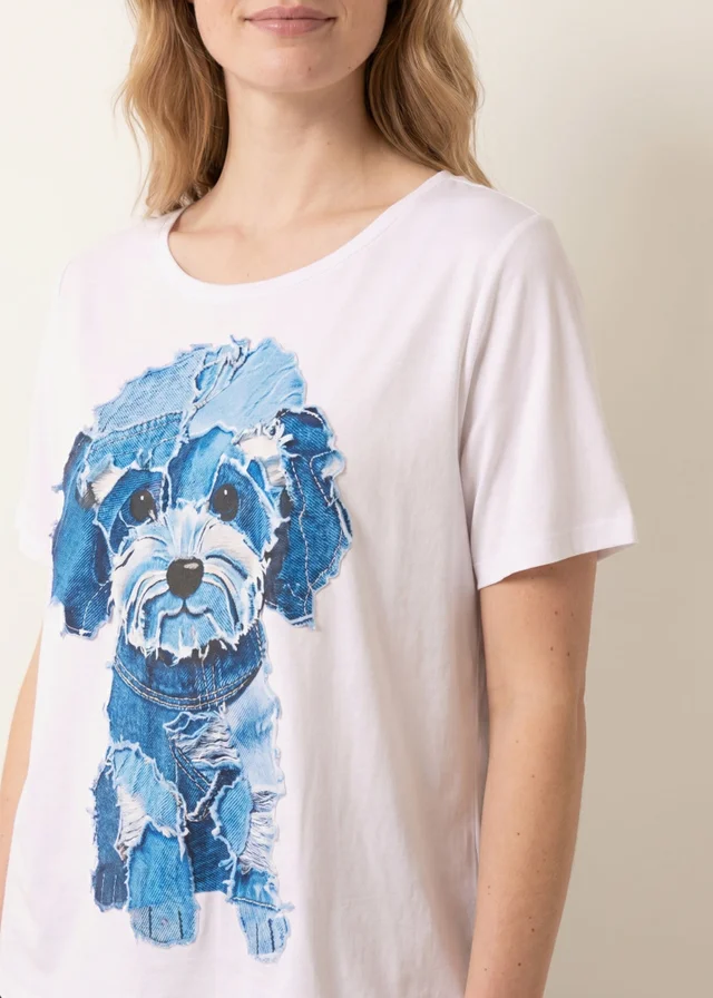Blue Vanilla White Patchwork Denim Dog Top