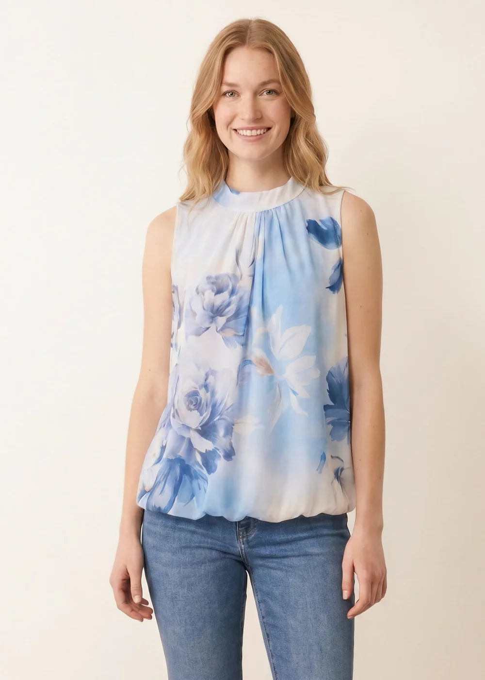 Blue Vanilla Blue Sleeveless High Neck Puffball Blouse - S/M Image 2
