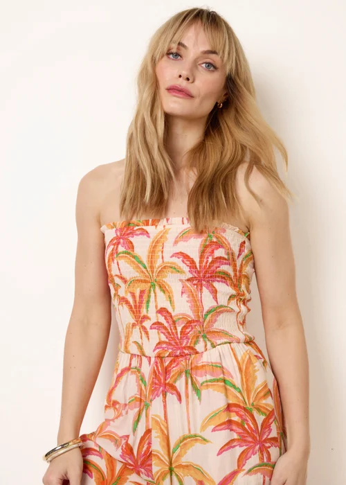 Blue Vanilla Multi Side Split Flare Leg Tropical Jumpsuit - S/M Image 2