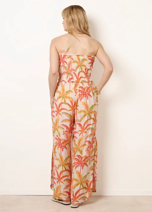 Blue Vanilla Multi Side Split Flare Leg Tropical Jumpsuit - S/M Image 4