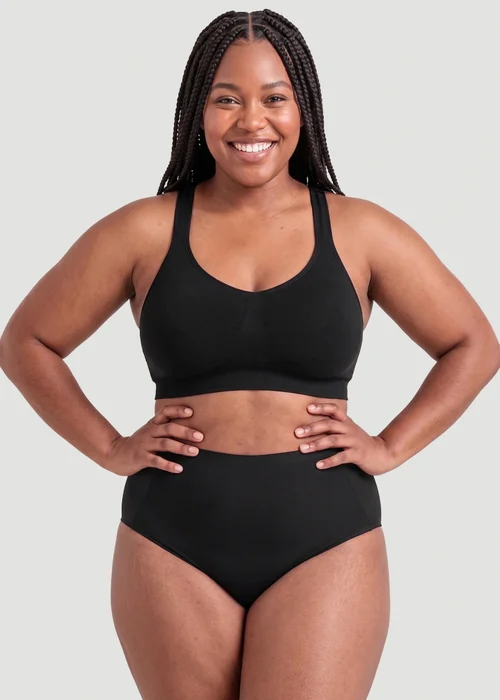 Conturve Black High Waist Seamless Bonded Brief Underwear - S Image 2