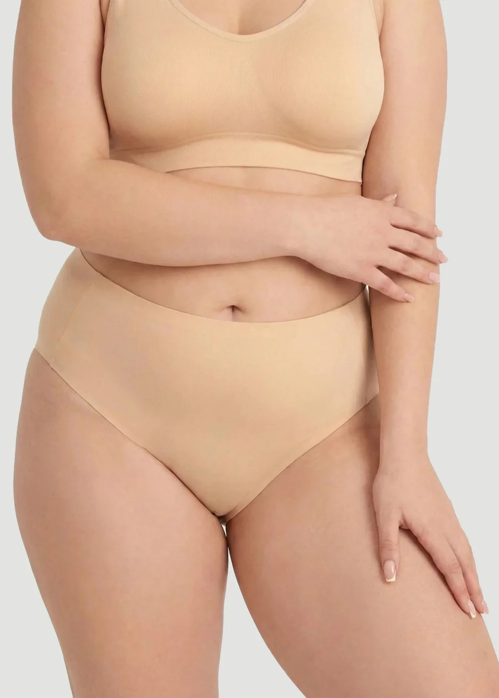 Conturve Beige High Waist Seamless Bonded Brief Underwear - S Image 2