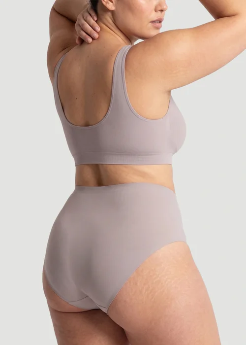 Conturve Pale Grey High Waist Seamless Bonded Brief Underwear - M Image 5