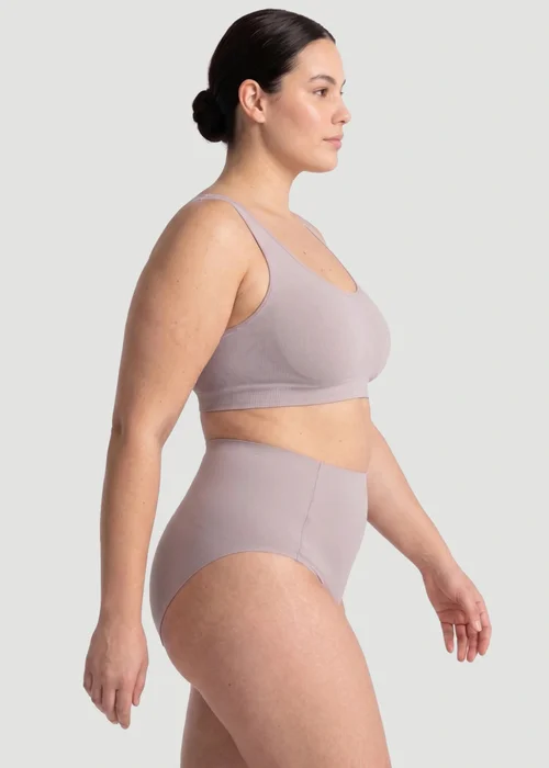Conturve Pale Grey High Waist Seamless Bonded Brief Underwear - M Image 3