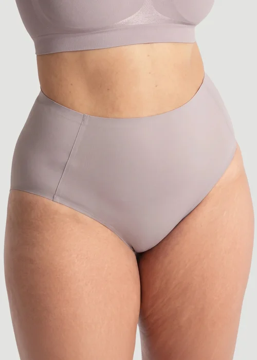 Conturve Pale Grey High Waist Seamless Bonded Brief Underwear - M Image 6