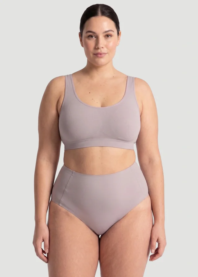 Conturve Pale Grey High Waist Seamless Bonded Brief Underwear