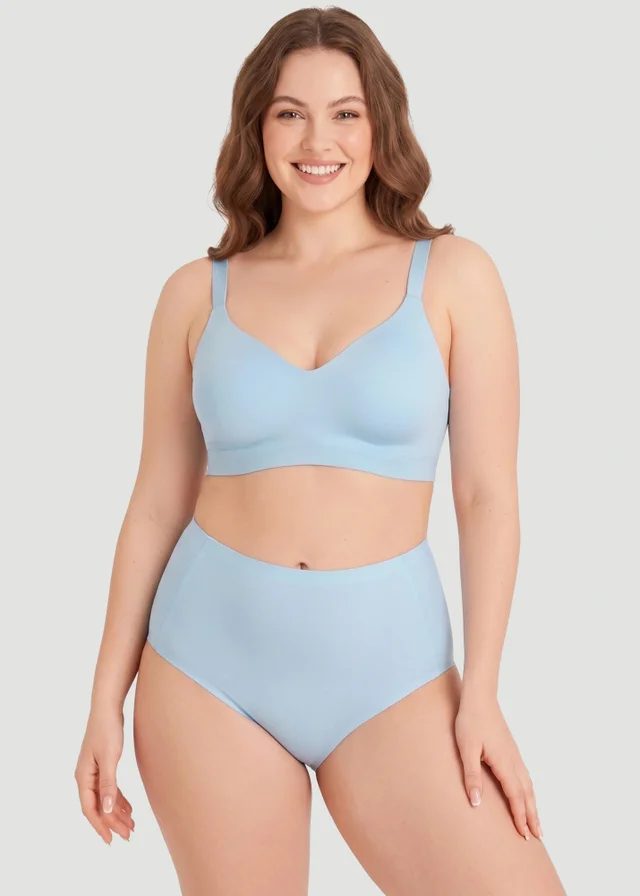 Conturve Pale Blue High Waist Seamless Bonded Brief Underwear