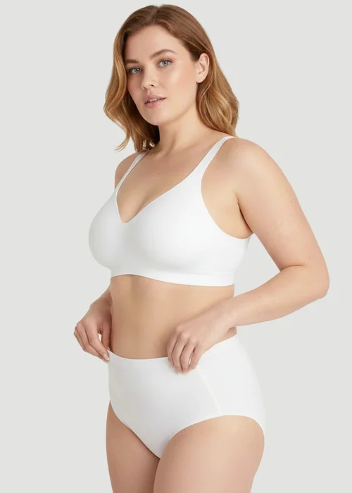 Conturve White High Waist Seamless Bonded Brief Underwear - S Image 5