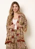 Blue Vanilla Multi Paisley Print Kimono With Embellishment - One Size Image 1