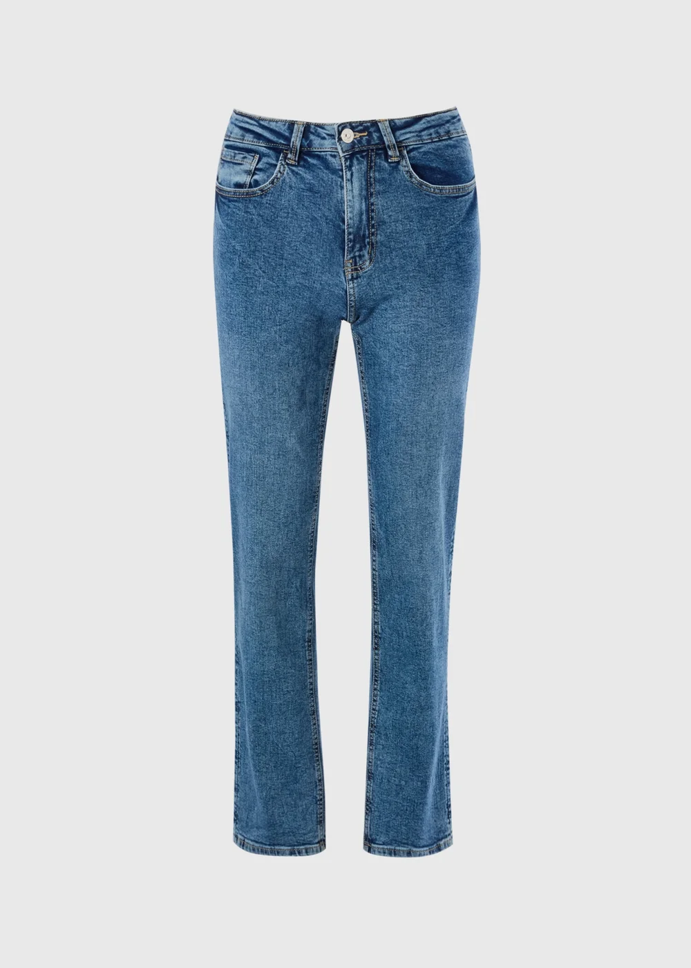 Mid Wash Straight Leg Jeans - Size 24 29 leg Image 4