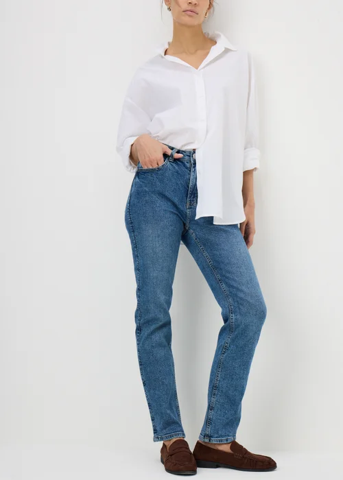 Mid Wash Straight Leg Jeans - Size 24 29 leg Image 2