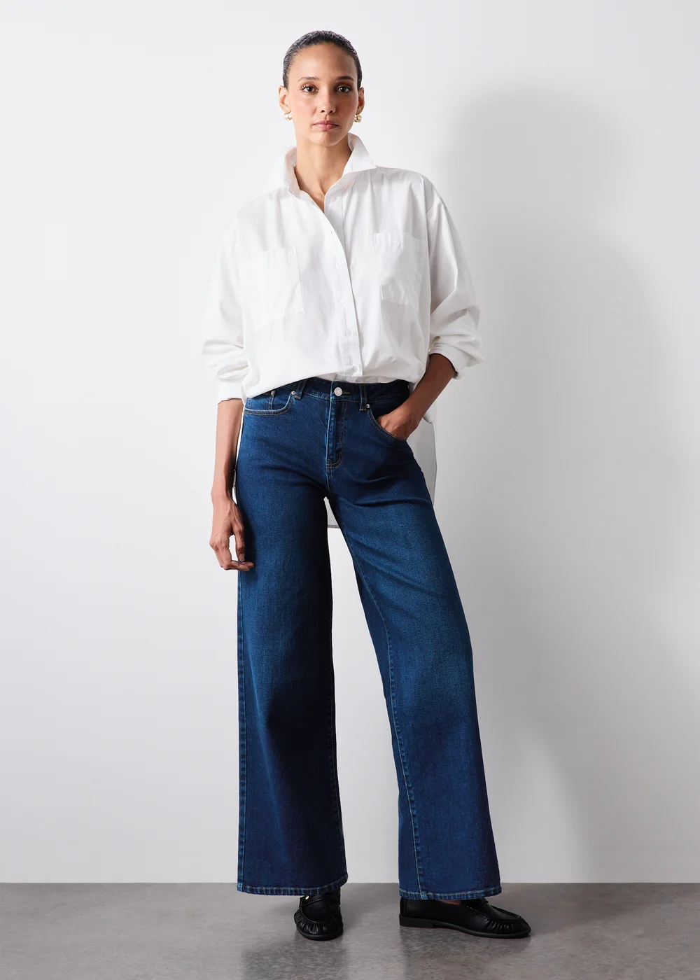 Blue Dark Wash Stretch Straight Leg Jeans - 24/L29 Image 5
