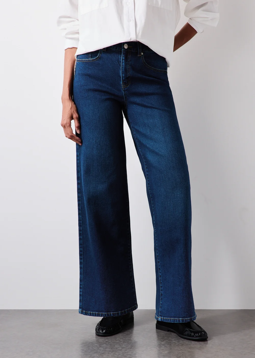 Blue Dark Wash Stretch Straight Leg Jeans - 24/L29 Image 3