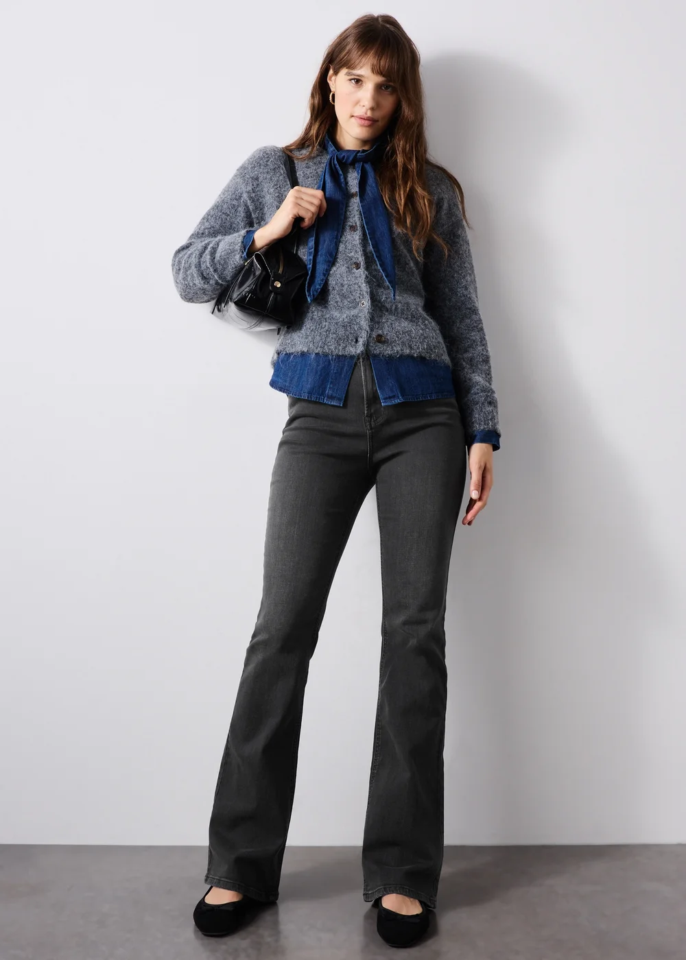 Black Washed Bootcut Jeans - 24/L29 Image 2