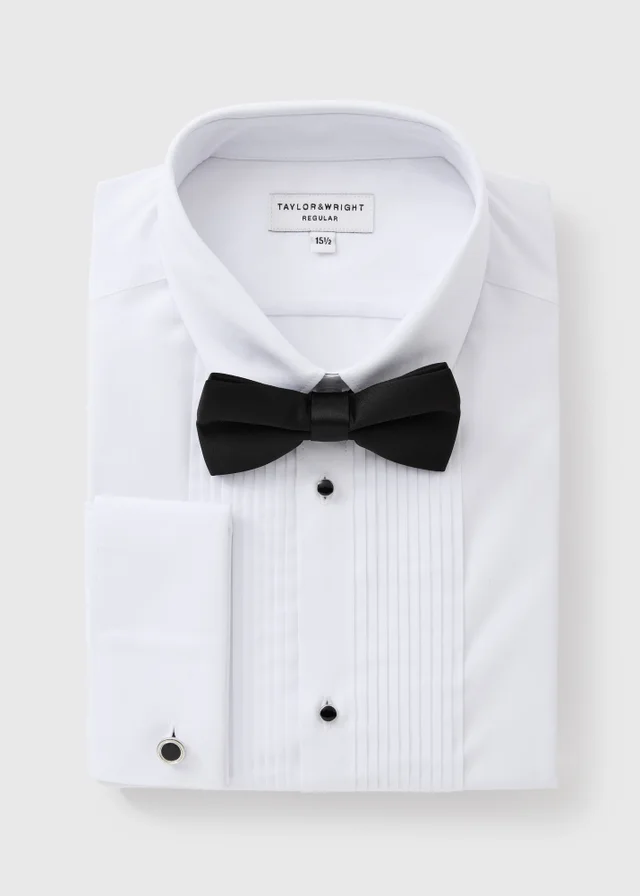 Taylor & Wright White Pleated Front Dinner Shirt & Bow Tie