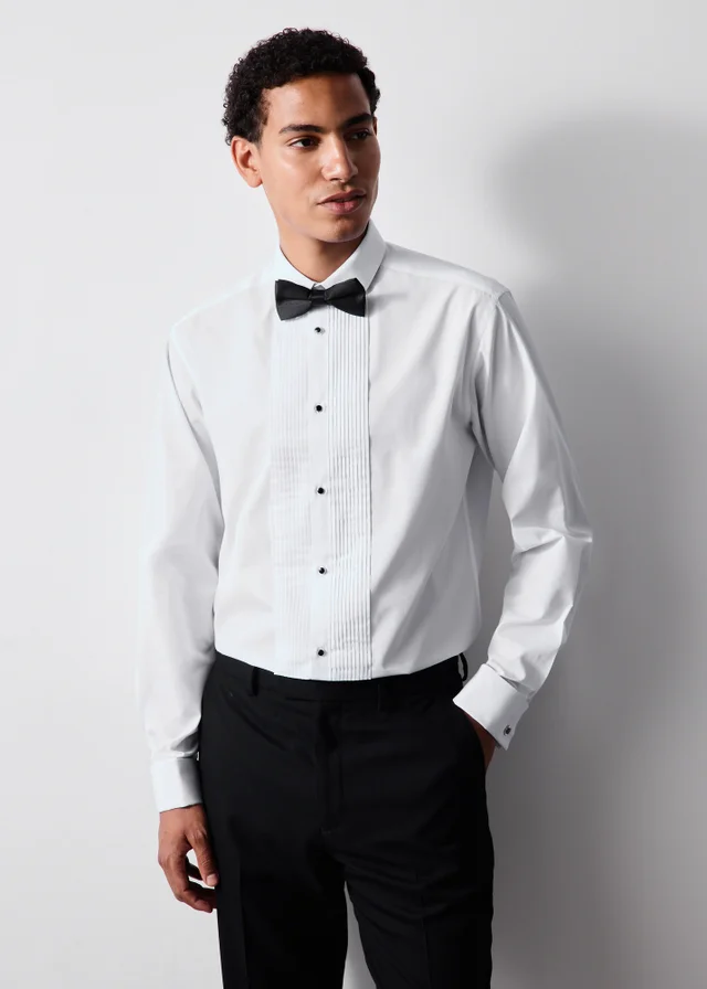 Taylor & Wright White Pleated Front Dinner Shirt & Bow Tie