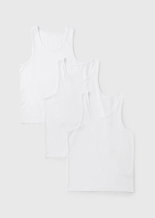 3 Pack White Vests