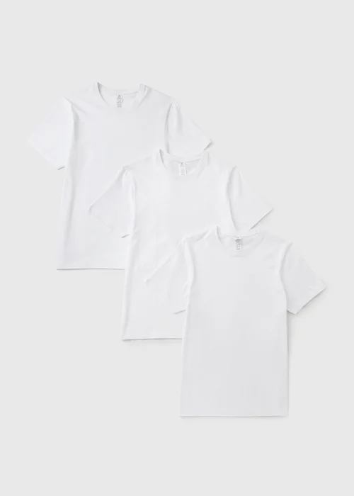 3 Pack White Short Sleeve Vests - S Image 1