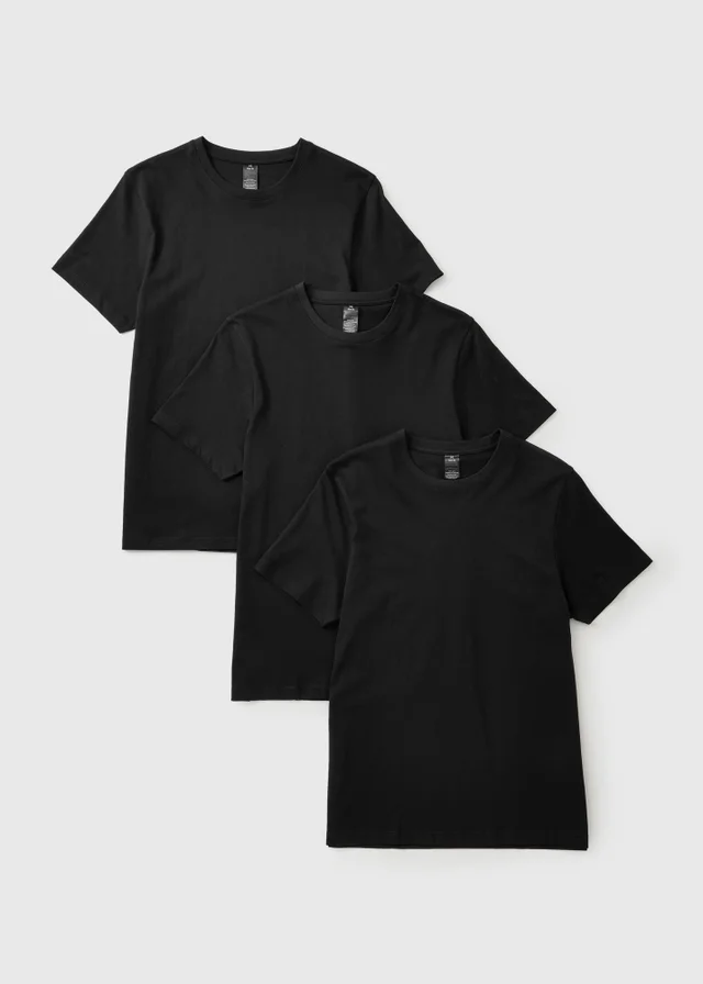 3 Pack Black Short Sleeve Vests