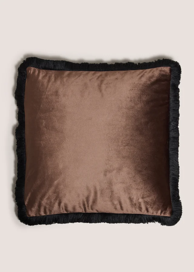 Brown Fringe Cushion