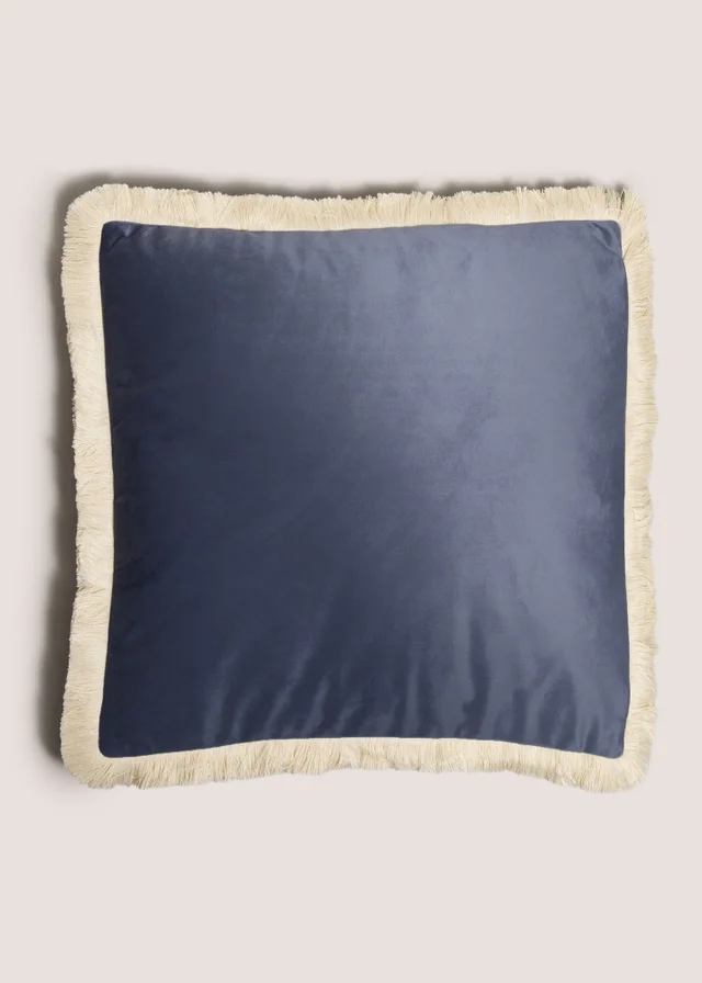 Blue Fringe Cushion