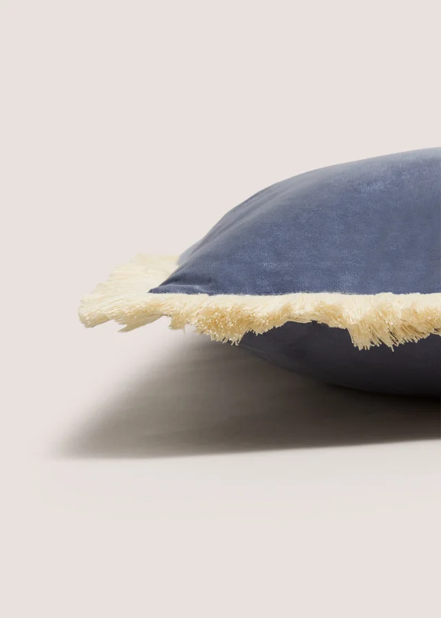Blue Fringe Cushion