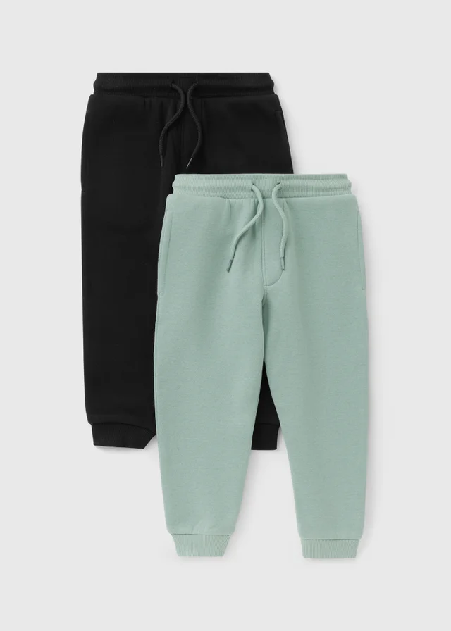 2 Pack Boys Sage & Black Joggers (1-8yrs)