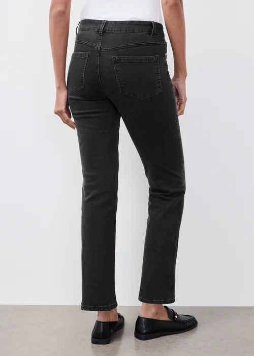Black Wash Stretch Mid Rise Straight Leg Jeans - 8/L29 Image 2