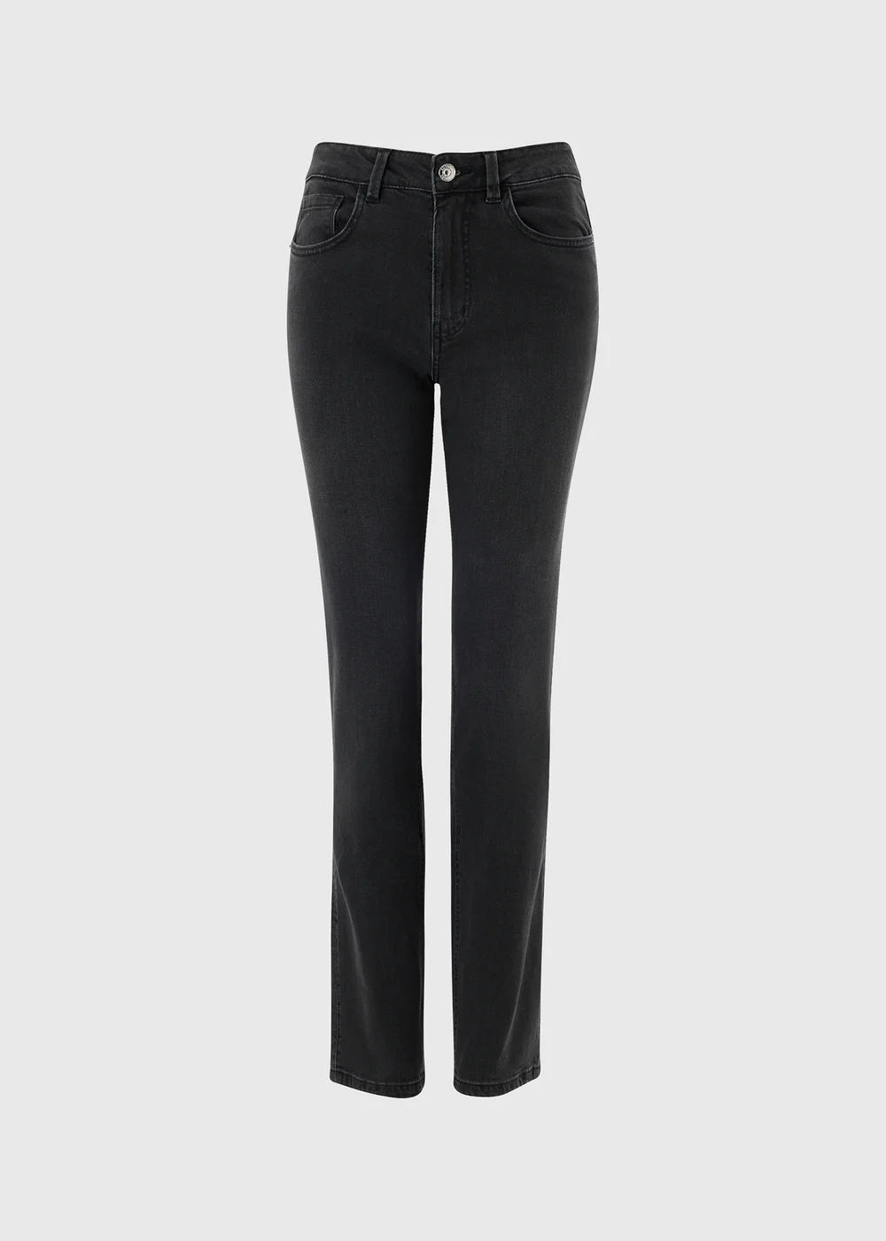 Black Wash Stretch Mid Rise Straight Leg Jeans - 8/L29 Image 4
