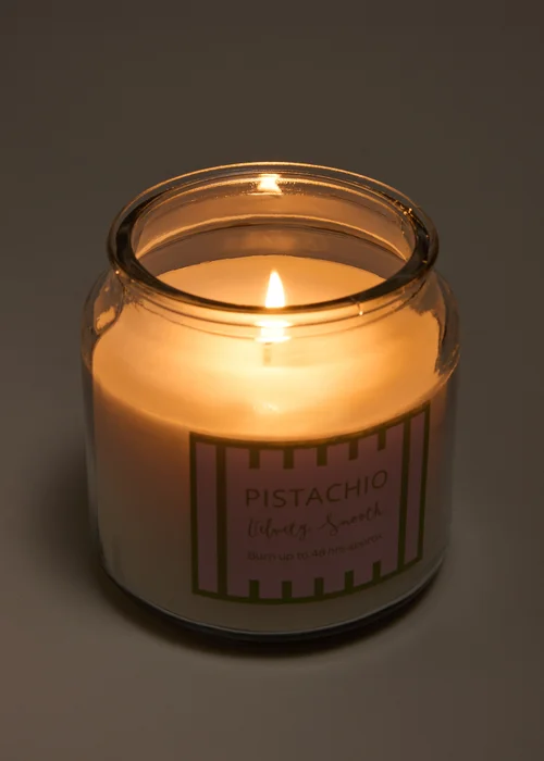 Pistachio Striped Jar Scented Candle Image 2