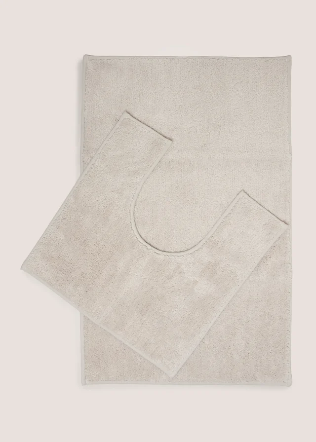 2 Pack Grey Quick Dry Bath Mat Set