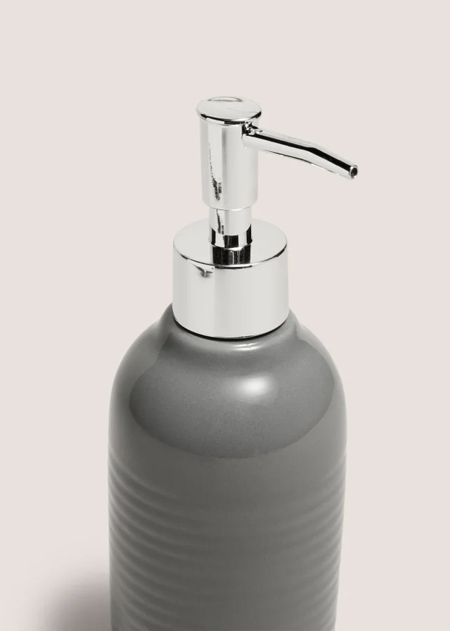 Grey Ridged Soap Dispenser
