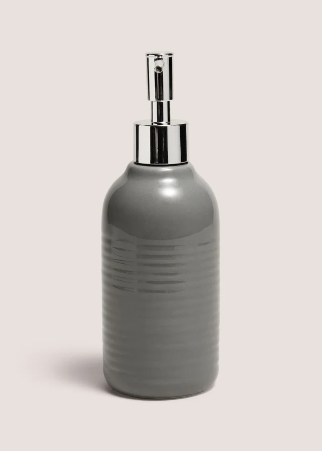 Grey Ridged Soap Dispenser