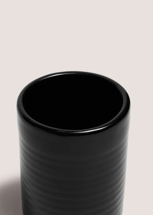 Black Ridged Bathroom Tumbler